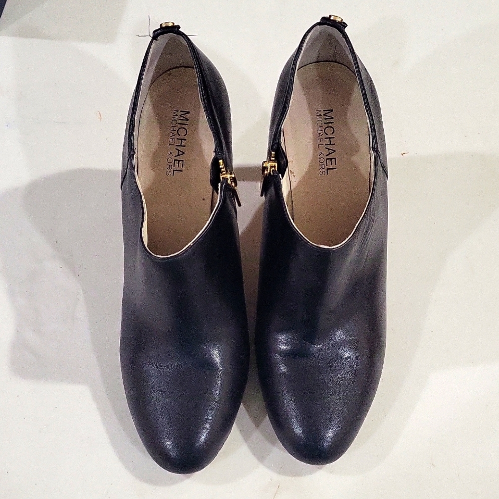 Michael Kors Sammy Ankle Boot Zip Heels Bootie Black Leather